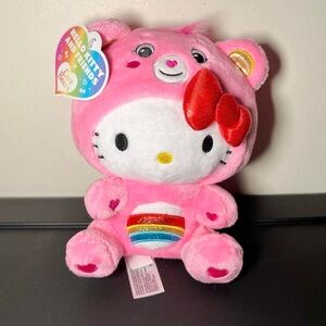 Hello Kitty Pink Plush with Red Bow and Rainbow Belly